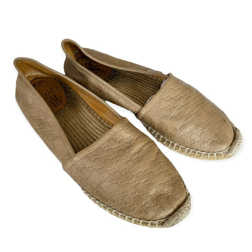 Gucci MicroGuccissima Leather Espadrilles Women's Eur Sz 39.5 US 9 Tan G…